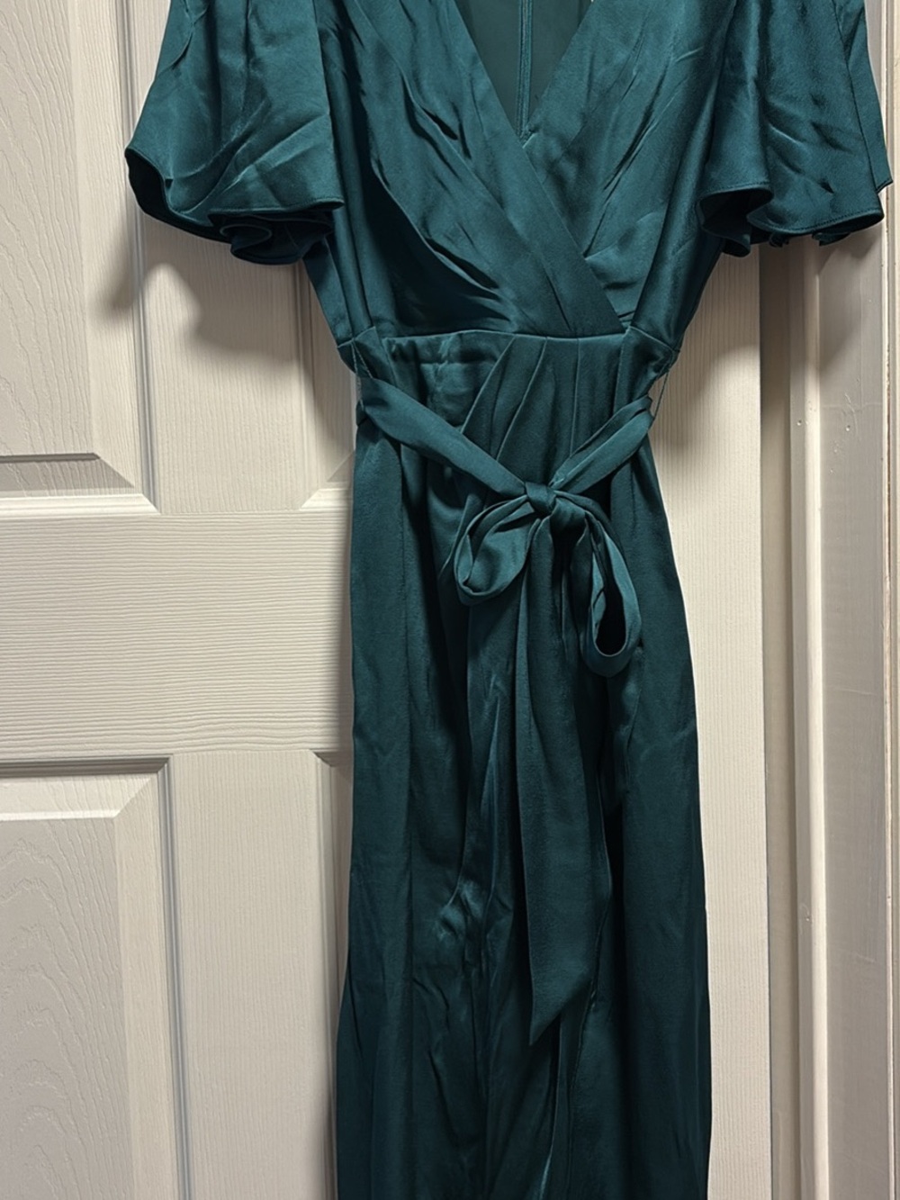 Ever New Teal Wrap Midi Dress with Self-Tie Waist